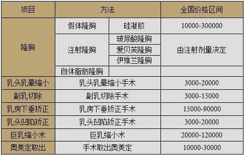上海丰胸手术价格（上海丰胸手术价格表）